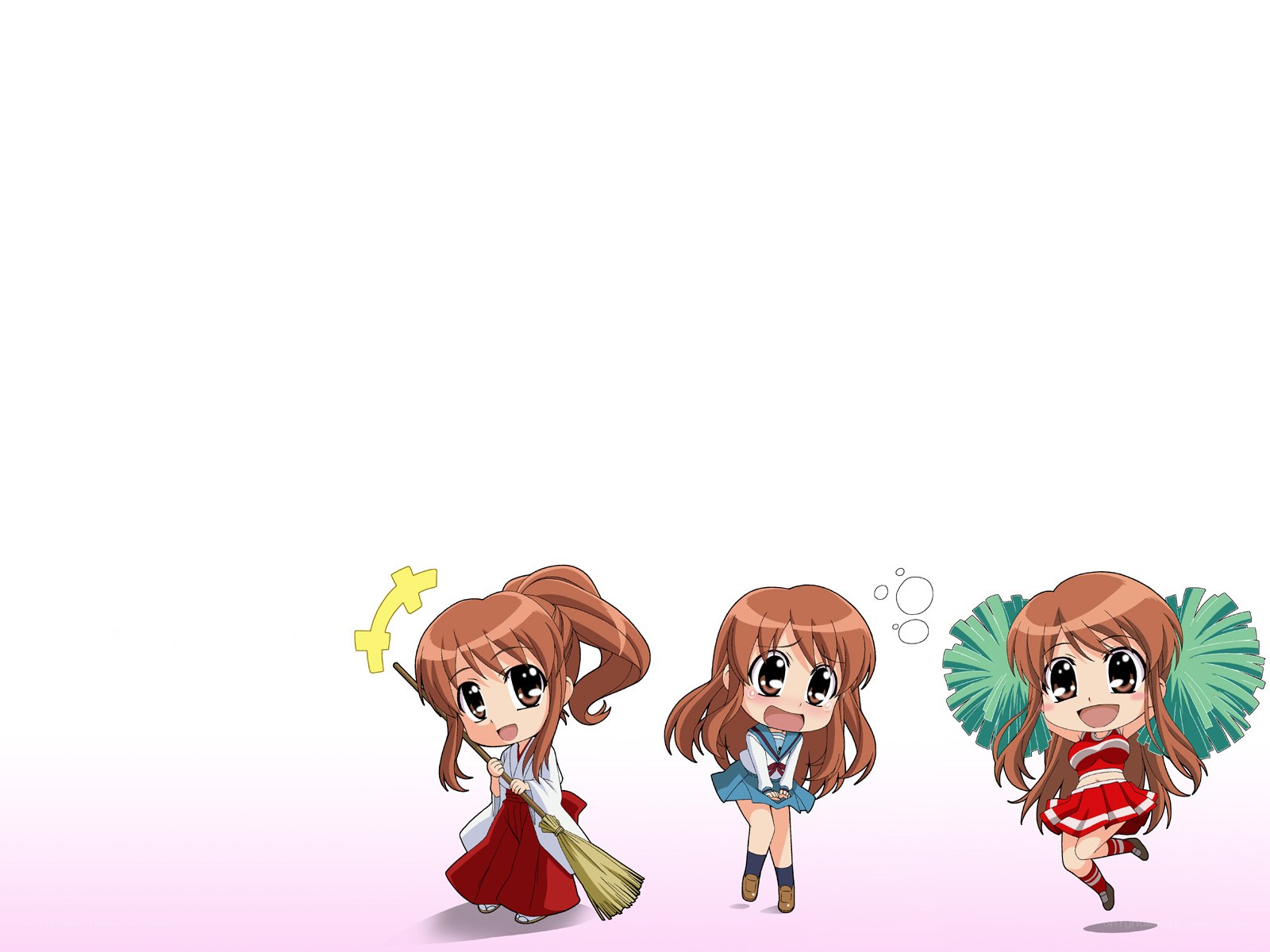 Chibi characters in different outfits