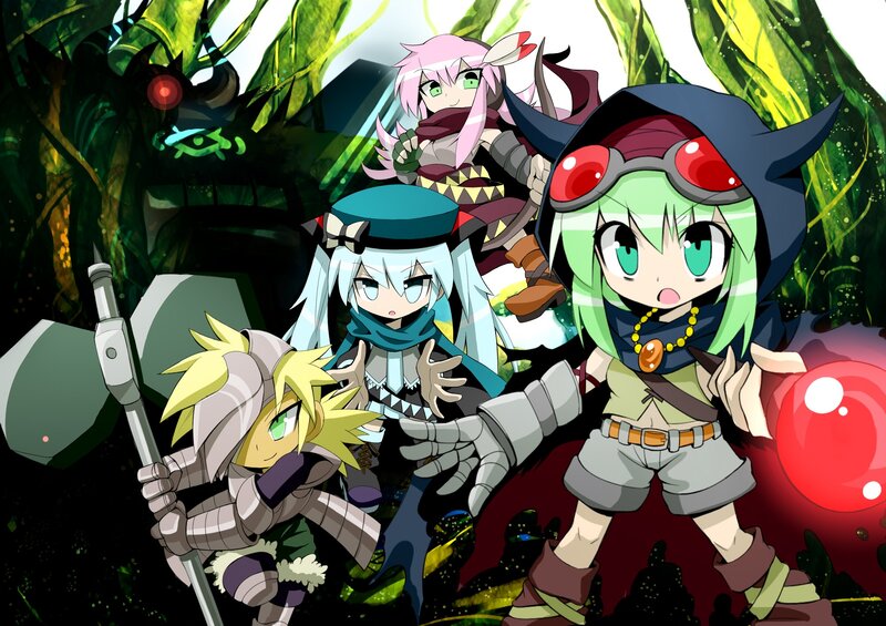 Chibi Characters in Forest — Green, Adventurous
