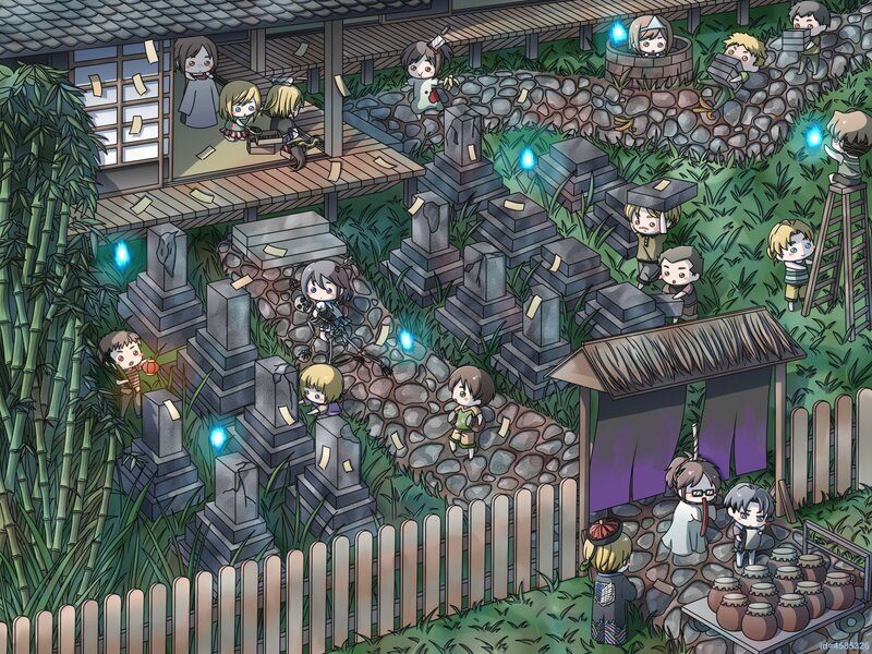Chibi Characters in Graveyard