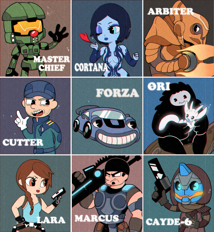 Chibi Characters in Grid