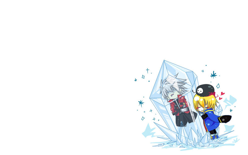 chibi characters in ice
