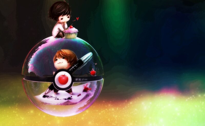 Chibi Characters in Pokeball — Green