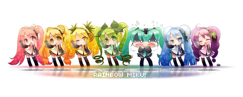 Chibi Characters in Rainbow Colors