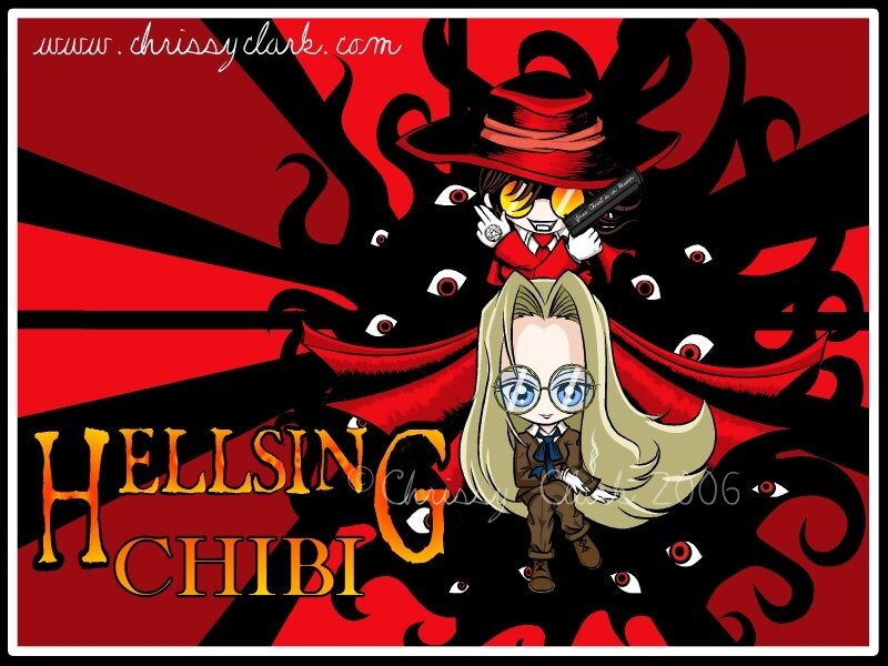 Chibi Characters in Red Background
