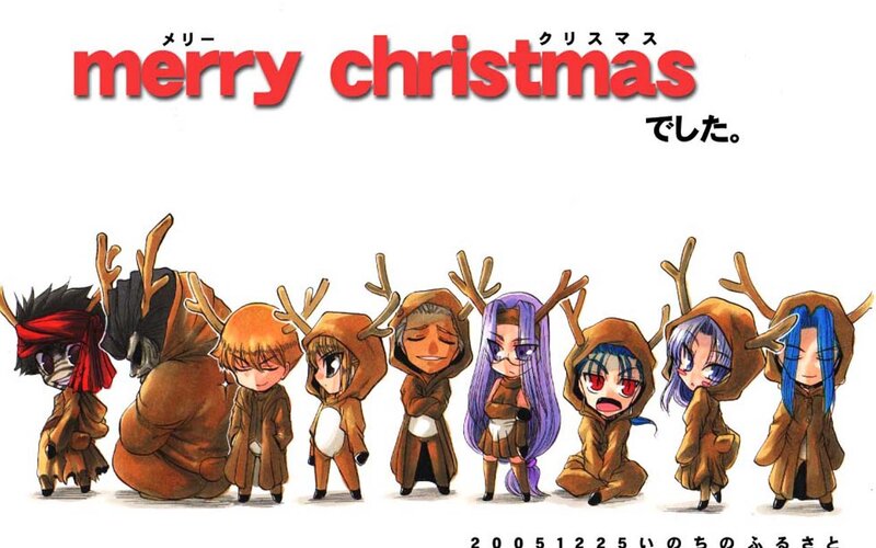 Chibi characters in reindeer costumes