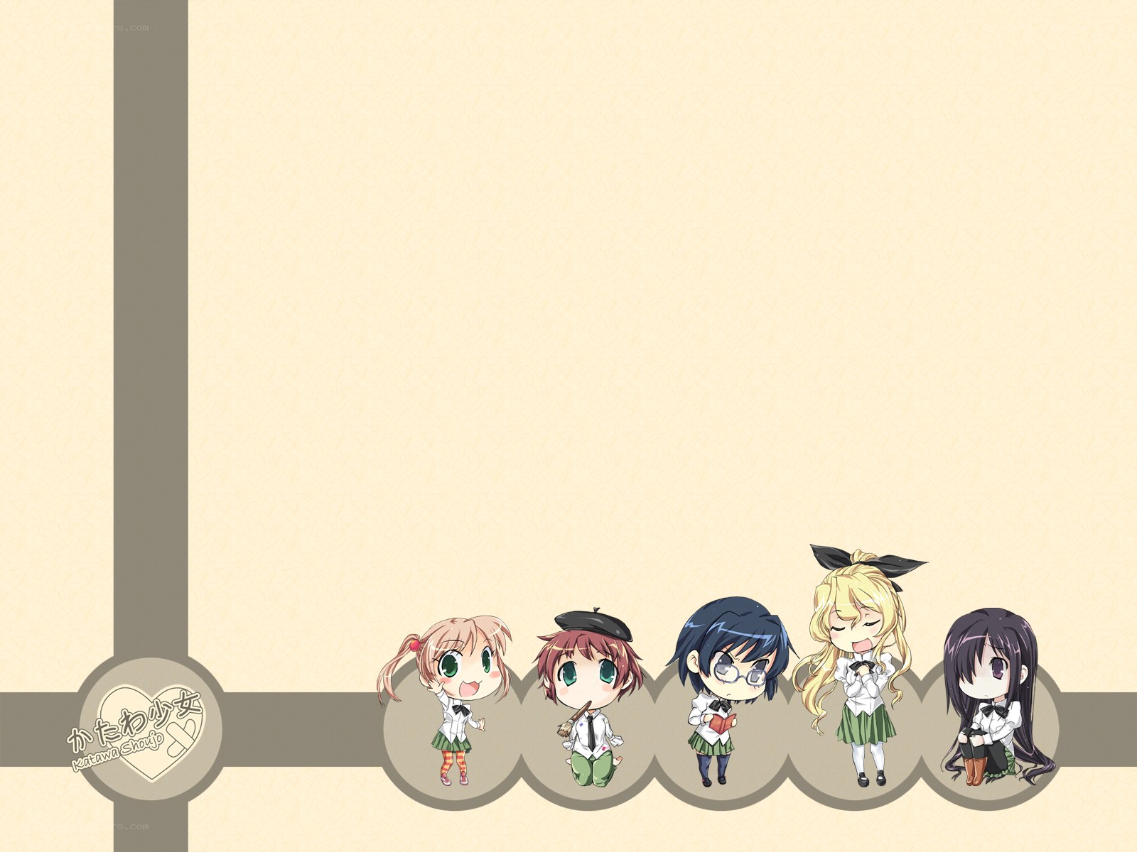 Chibi characters in school uniforms