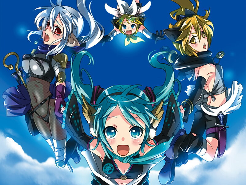 Chibi characters in sky