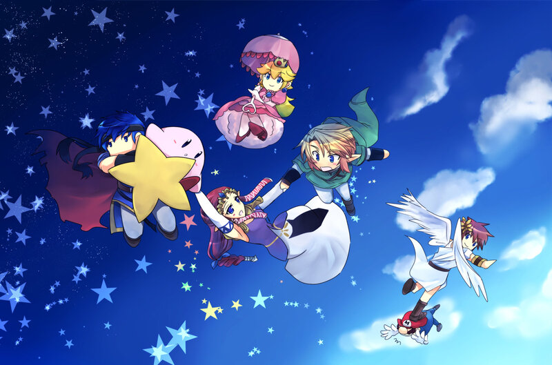 Chibi Characters in Sky — Blue