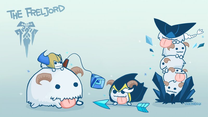 Chibi Characters in Snow — Blue, Playful, Winter