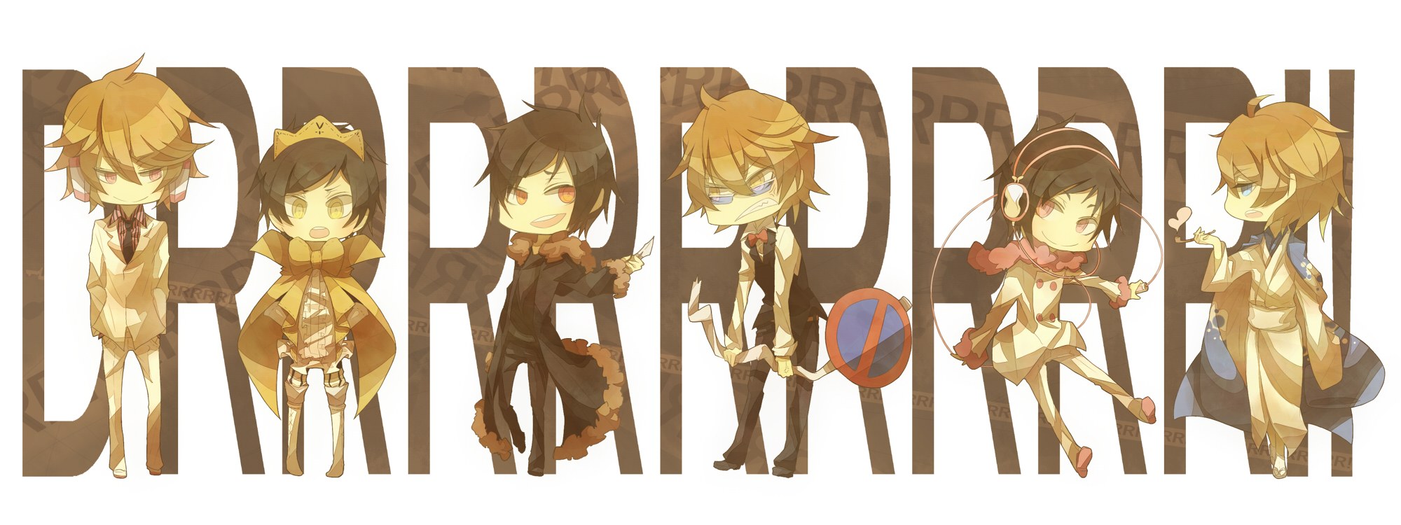 Chibi characters in various outfits