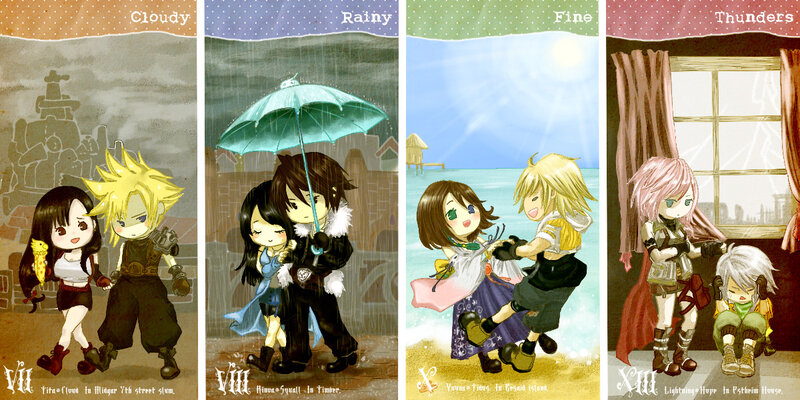 Chibi Characters in Weather Scenes