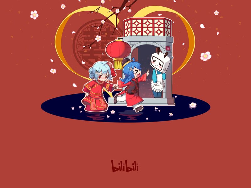 Chibi Characters in Wedding Attire — Red
