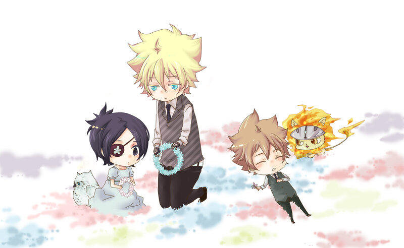Chibi characters in wedding attire