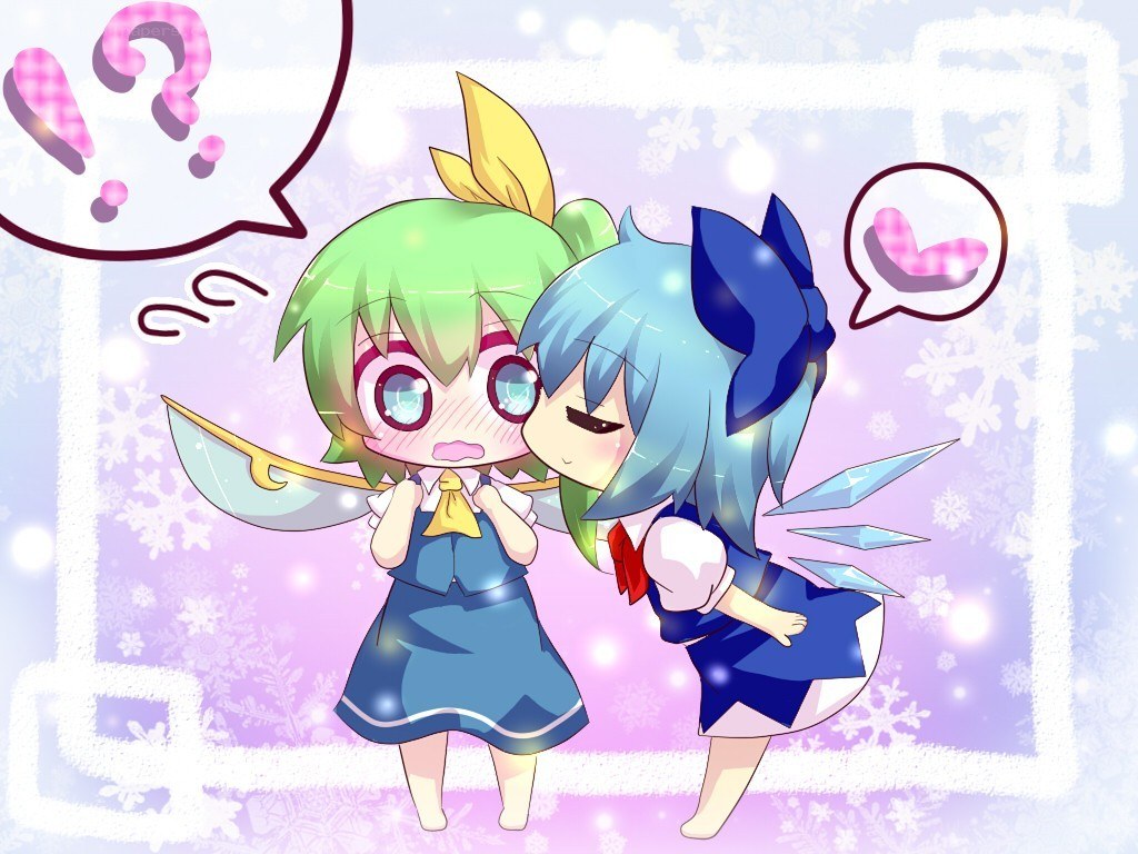 Chibi characters in winter scene