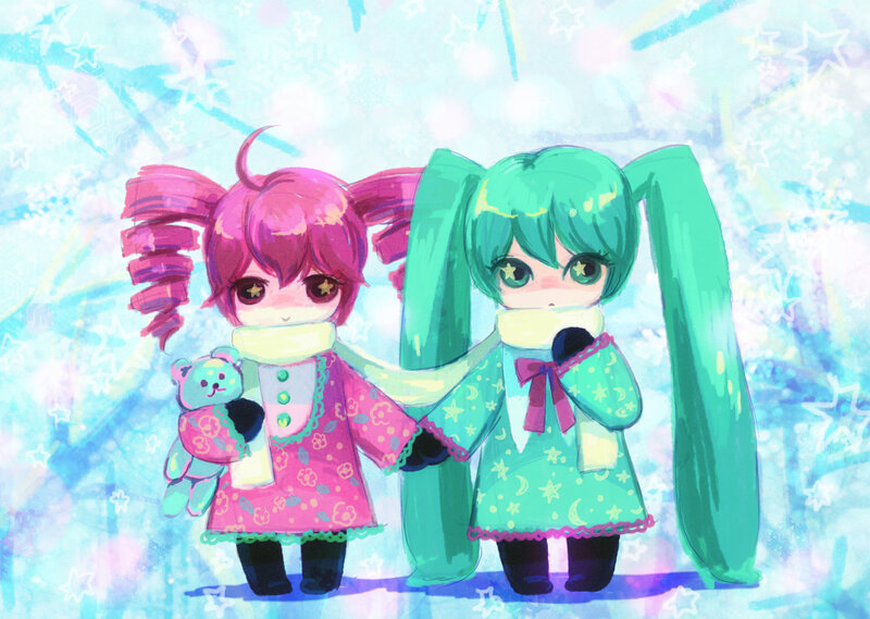 Chibi characters in winter