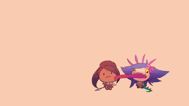 Chibi Characters Interacting — Peach