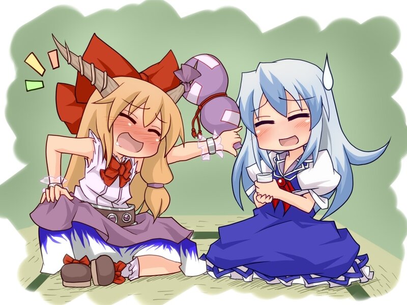 Chibi characters laughing together