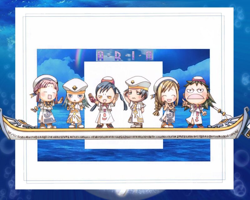 Chibi characters on a boat