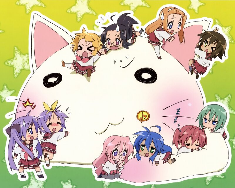 Chibi characters on a cat