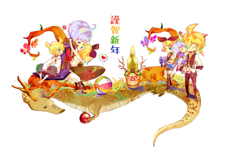 Chibi Characters on a Dragon