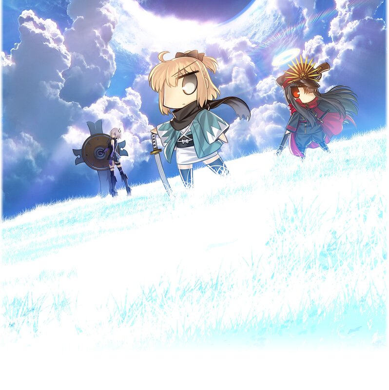 Chibi Characters on a Hill — Blue