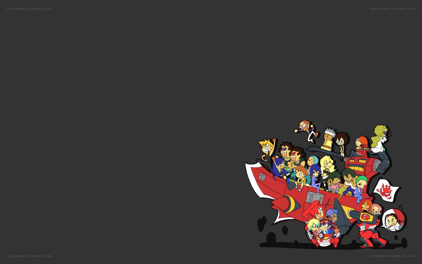 Chibi characters on a red ship