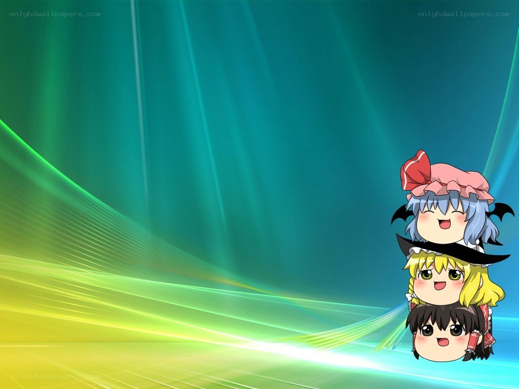 chibi characters on abstract background