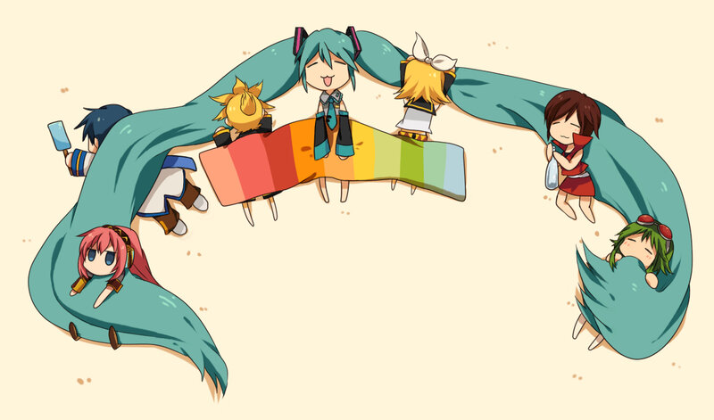 Chibi Characters on Beach — Teal