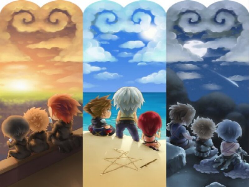 Chibi Characters on Beach