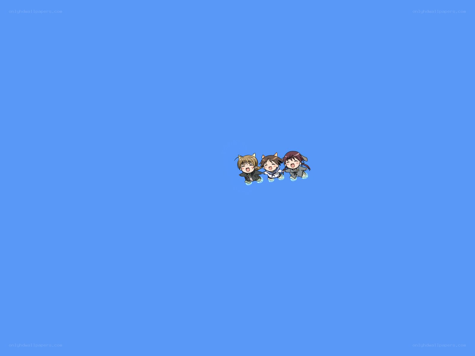 chibi characters on blue background