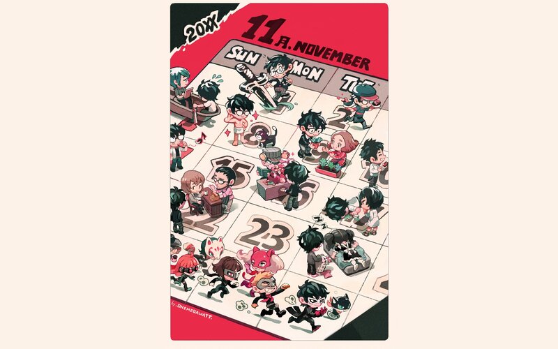 Chibi Characters on Calendar