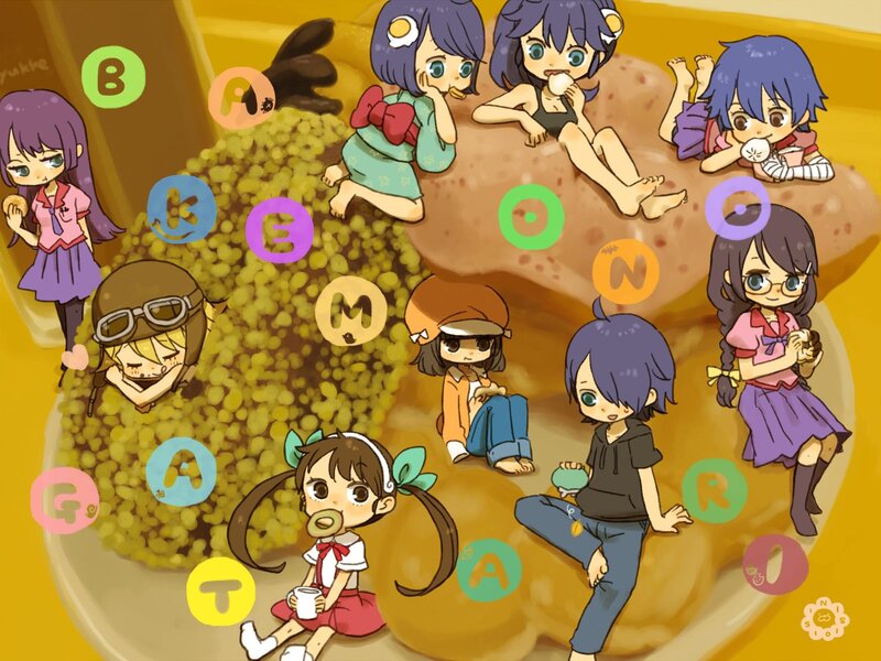 Chibi characters on food