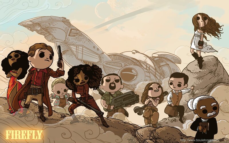 Chibi Characters on Rocks — Brown