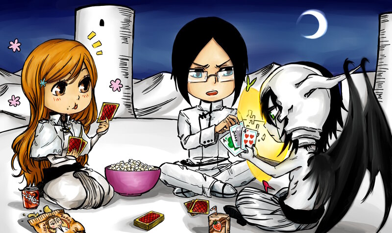 Chibi Characters Playing Cards