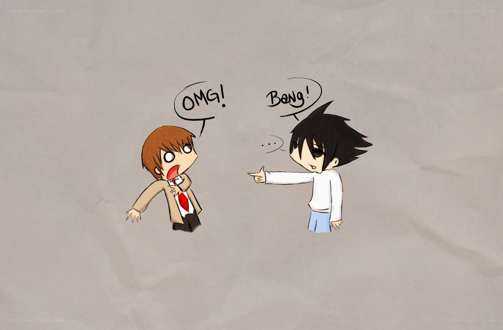 Chibi characters reacting to a bang