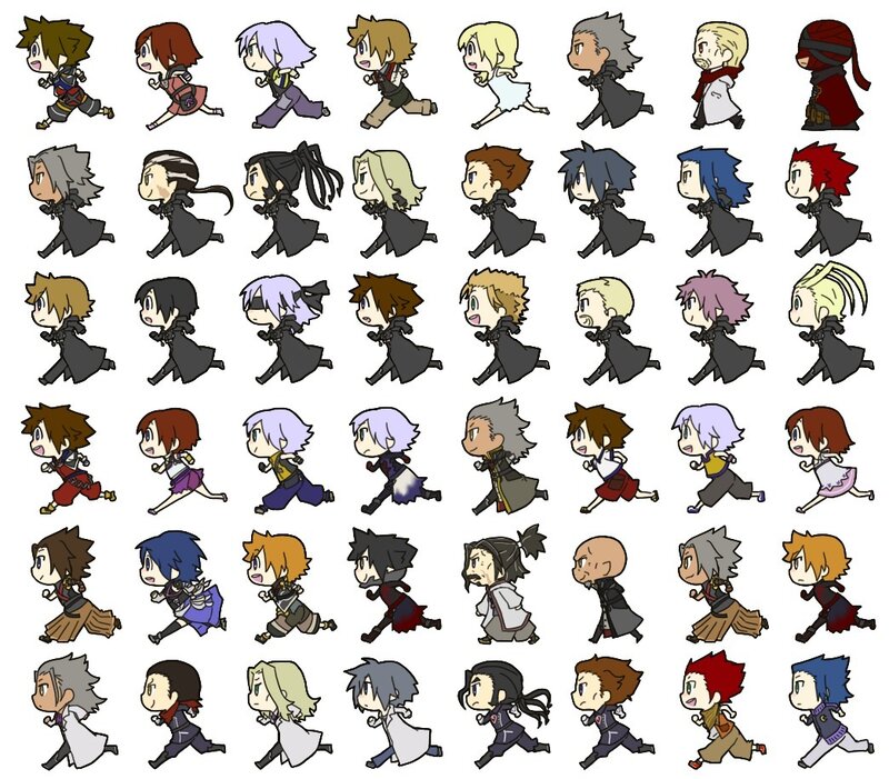 Chibi Characters Running — Black