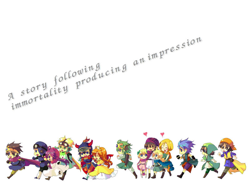 chibi characters running together