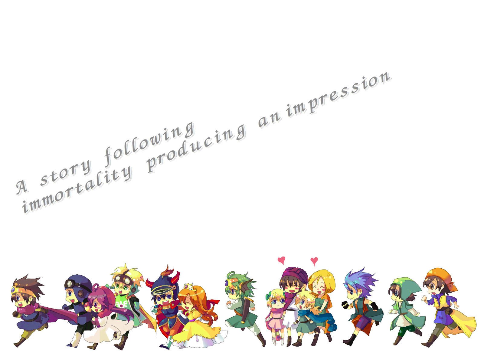 chibi characters running together