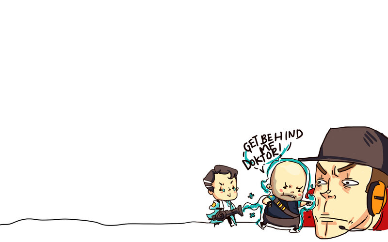Chibi Characters Running — White