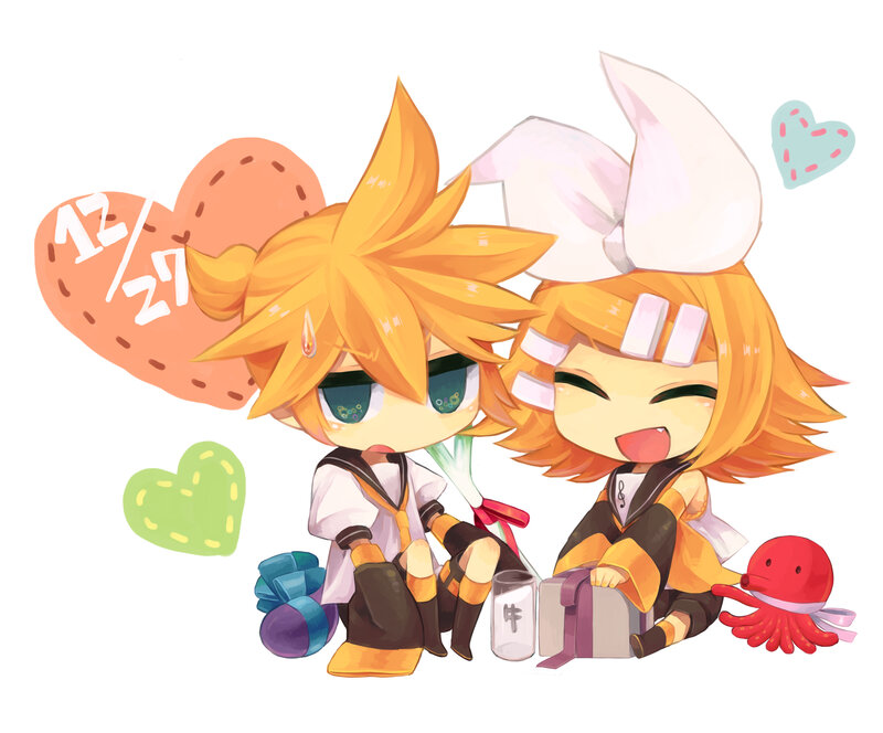 Chibi Characters Sitting — Orange