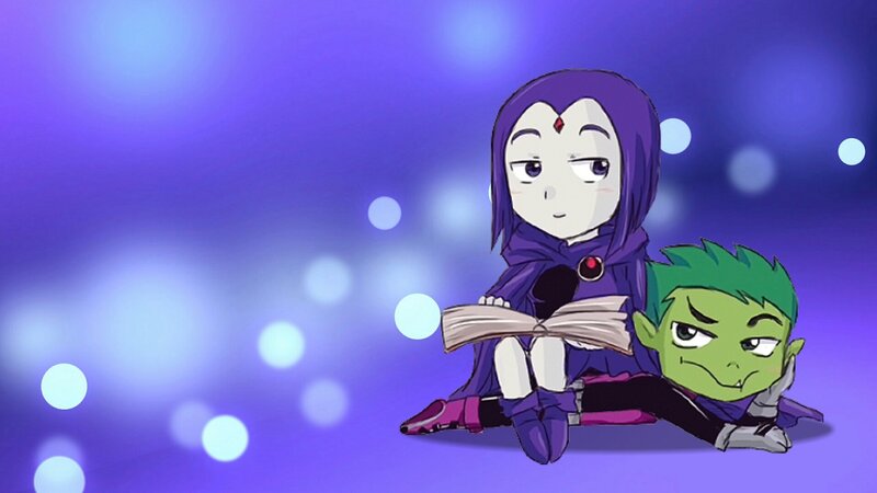 Chibi Characters Sitting — Purple