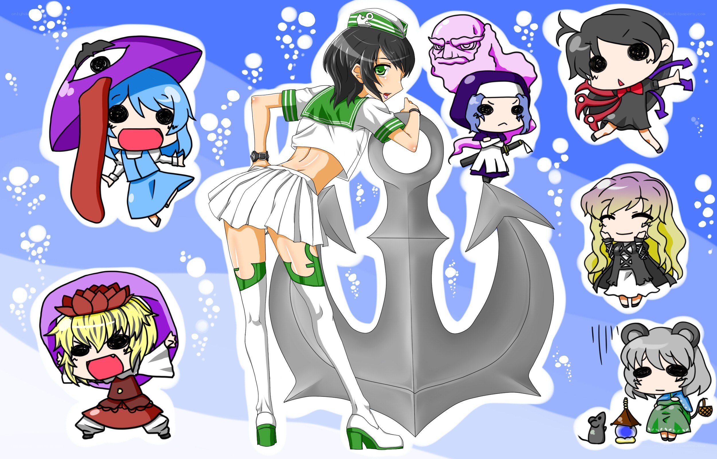 Chibi characters with anchor