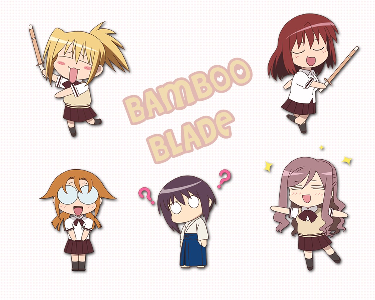 Chibi characters with bamboo swords