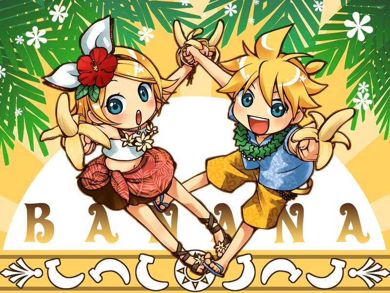 Chibi characters with bananas