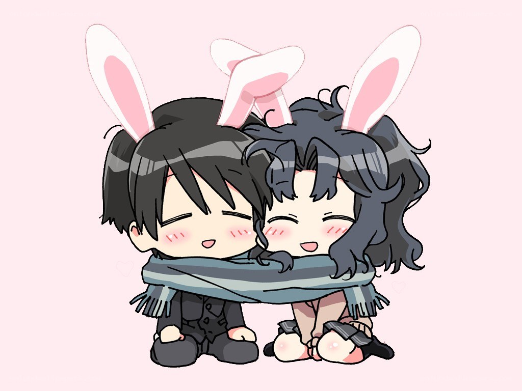 Chibi characters with bunny ears