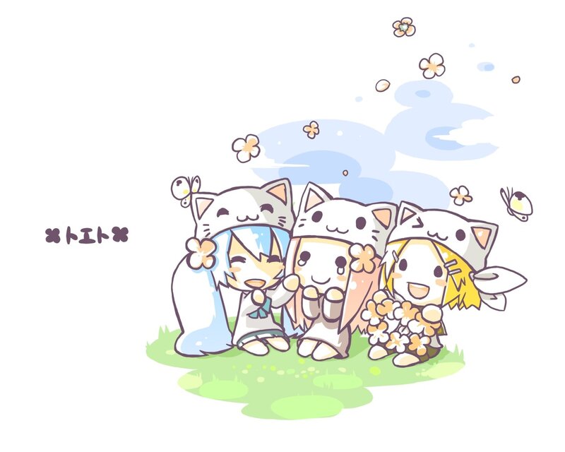 Chibi characters with cat hats