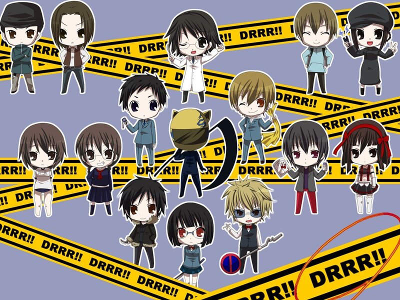 Chibi characters with caution tape