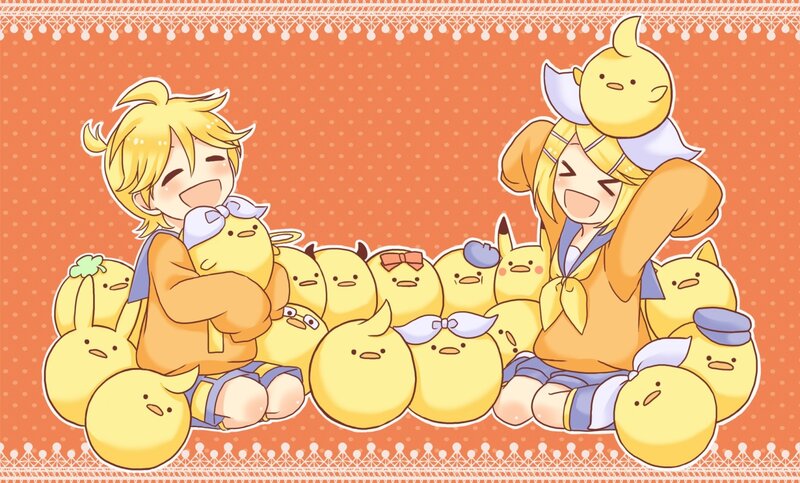 Chibi characters with chicks