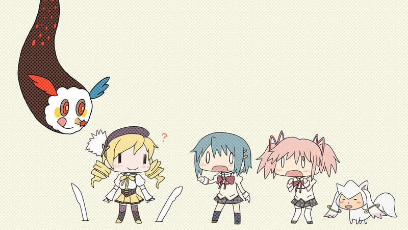 chibi characters with creature