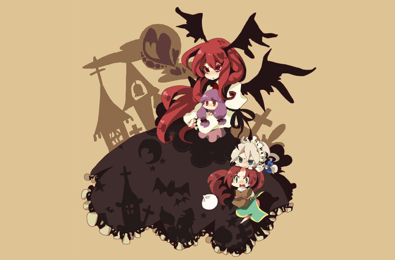 chibi characters with dark theme